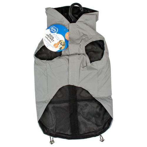DUVO+ športový prší plášť z reflexnej látky pre psov L 60cm sivý