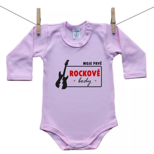 Boodyy Ružové Body s dlhým rukávom Moje prvé rockové body 92 (18-24 mesiacov)
