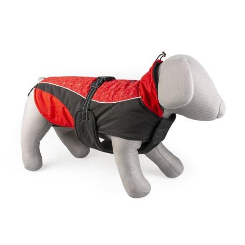 DUVO+ nepremokavá vesta pre psov L 60cm červená/čierna