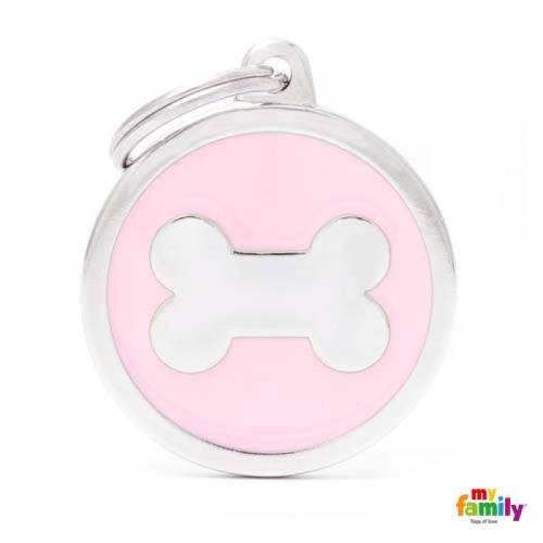 MF PINK BIG CIRCLE BONE 3,93x3,17 cm gravírovateľný prívesok