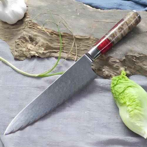 Damaškový kuchynský nôž Chef-Červená H14032
