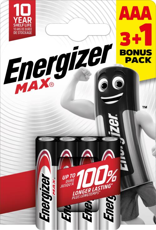 Energizer Max AAA alkalické batérie 4ks (3+1) E303341600