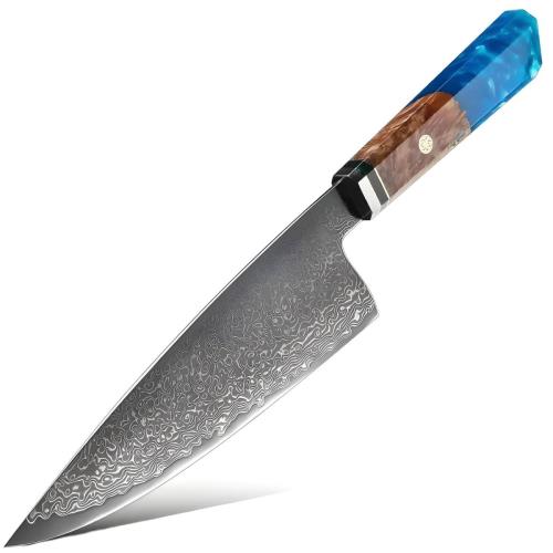 Damaškový kuchynský nôž Kurume-Chef/Modrá/33,5cm H20029