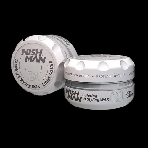 Farbiaci stylingový vosk Nishman Coloring Wax C1 Light Silver 100 ml