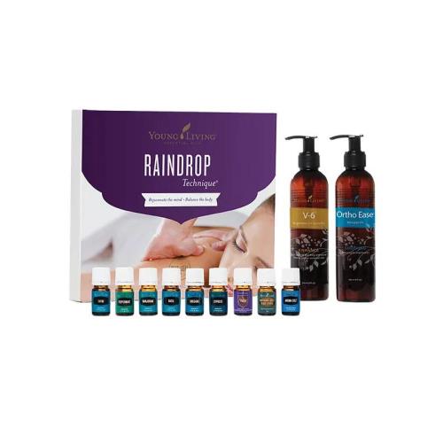 Young Living Raindrop Technique 9x5ml esenciálnych olejov a 2x236ml masážnych olejov
