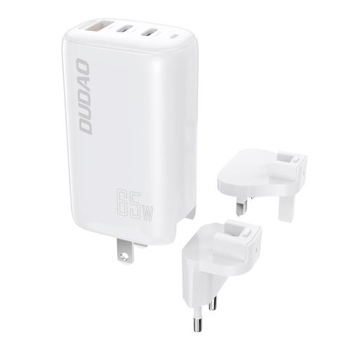 Dudao A7PRO 3in1 GaN sieťová nabíjačka USB / 2x USB-C QC PD 65W, biela