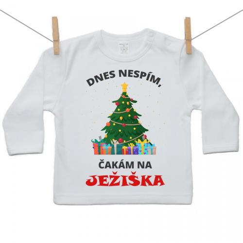 Boodyy Tričko s dlhým rukávom Dnes nespím, čakám na Ježiška 68 (3-6 mesiacov)