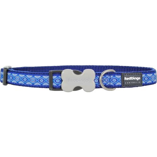 Nylonový obojok Red dingo hadie oči modré, Veľkosť: L