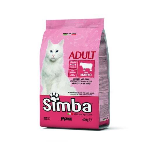 MONGE SIMBA Cat Beef 400g kompletné suché krmivo pre dospelé mačky s hovädzím mäsom