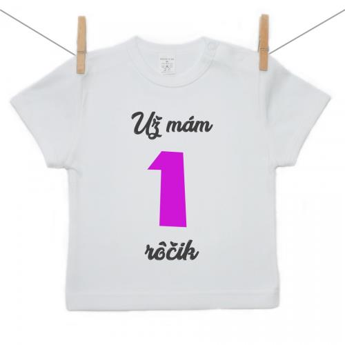Boodyy Tričko s krátkym rukávom Už mám 1 rôčik Dievča 74 (6-9 mesiacov)