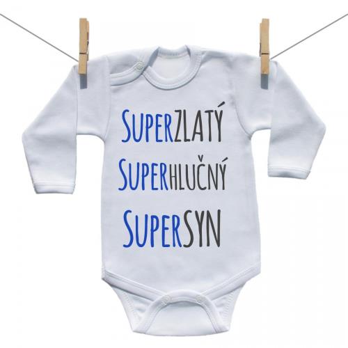 Boodyy Body s dlhým rukávom Super zlatý, super hlučný, super syn 98 (2-3 roky)