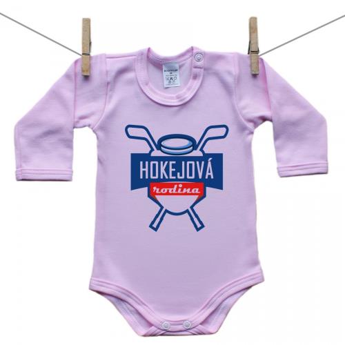 Boodyy Ružové Body s dlhým rukávom Hokejová rodina 86 (12-18 mesiacov)