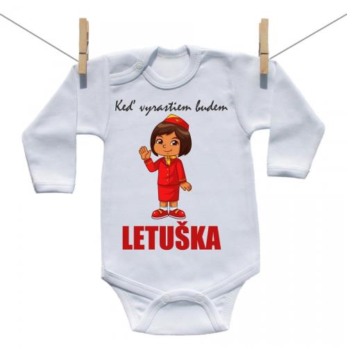 Boodyy Body s dlhým rukávom Keď vyrastiem budem letuška 86 (12-18 mesiacov)