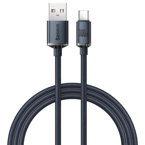 Baseus Crystal Shine kábel USB / USB-C 5A 100W 1.2m, čierny
