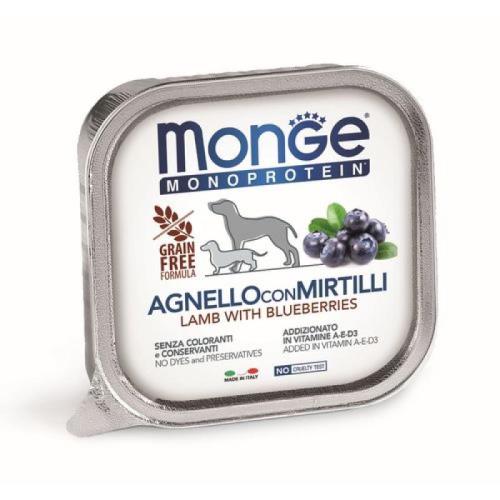 MONGE Monoprotein Fruits Adult Lamb 150g paštéta 100% jahňacina s čučoriedkami pre dospelých psov