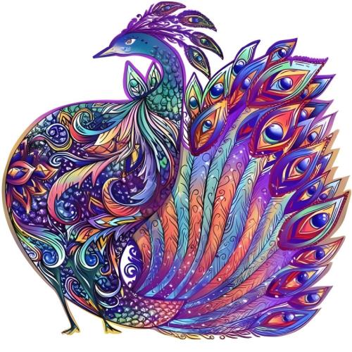Drevené puzzle-Peafowl/M H22007