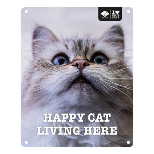 EBI D&D I LOVE HAPPY CATS kovová tabuľa: ,,Happy cat living here” 20x25cm