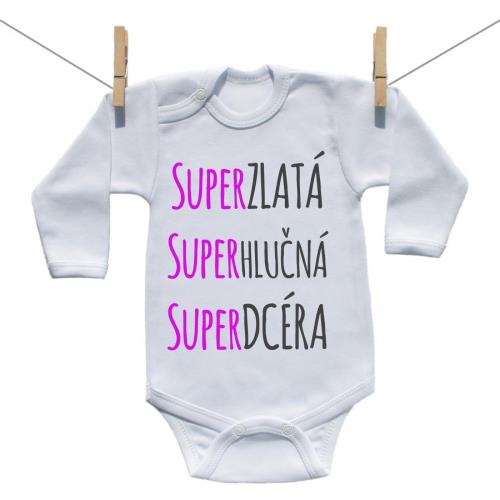 Boodyy Body s dlhým rukávom Super zlatá, super hlučná, super dcéra 92 (18-24 mesiacov) 3763-65702