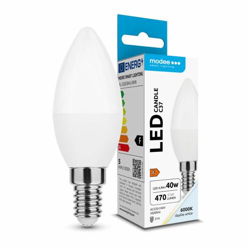 Modee Lighting LED Candle žiarovka C37 4,9W E14 470 lm, studená biela (ML-C6000K4,9WN)