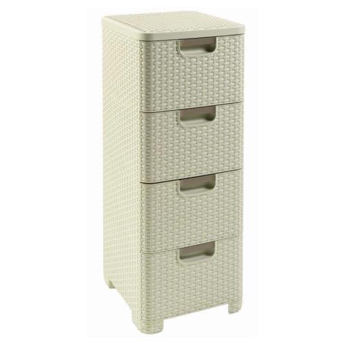 Regál Curver Style 4x14L so šuplíkmi biely