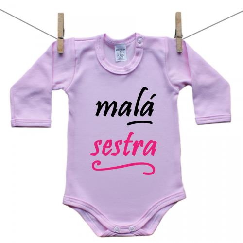 Boodyy Ružové Body s dlhým rukávom Malá sestra 92 (18-24 mesiacov)
