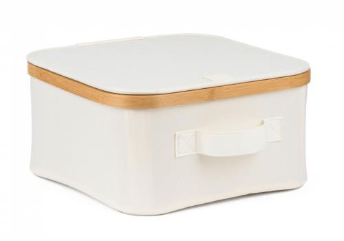 Úložný box G21 30 x 30 x 15 cm, bambusový s vekom, béžový