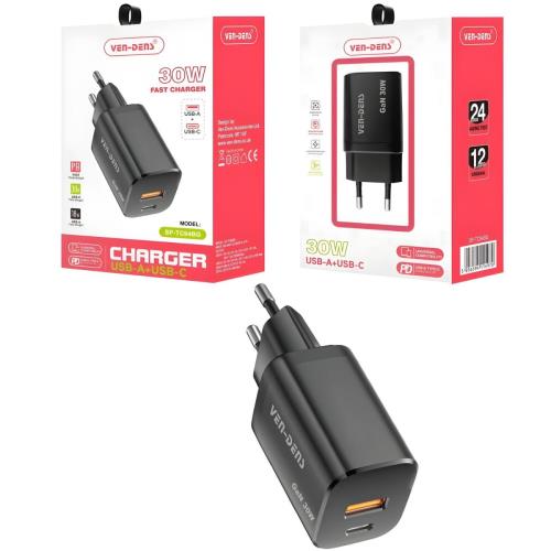 30W USB Type-C Rýchlonabíjacia Sieťová Nabíjačka - Čierna H34862