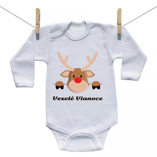 Boodyy Body s dlhým rukávom Veselé Vianoce so sobom 80 (9-12 mesiacov)
