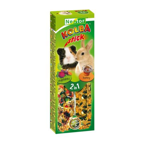 NESTOR Tyčinka 2 v 1 pre hlodavce a králiky - med a zelenina 2ks/115g