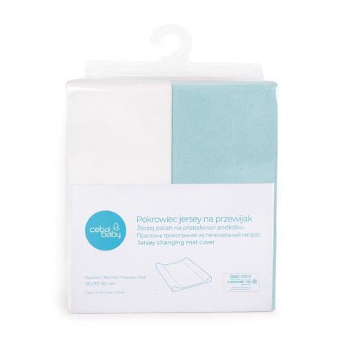 Poťah na prebaľovaciu podložku 50x70-80 cm 2 ks Turquoise+Ecru