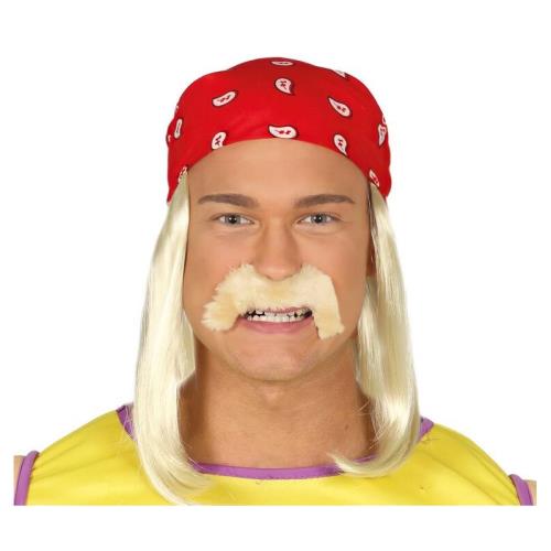 Guirca Pánska parochňa blond krátka bandana+fúzy