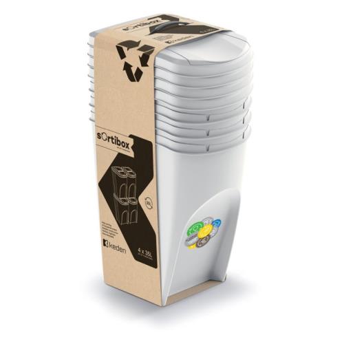 Odpadkový kôš Prosperplast SORTIBOX 4 x 35 l popolavý