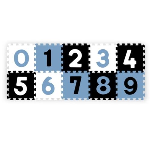 Penové puzzle - Čísla, 10ks, čierna / modrá / biela