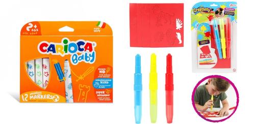 Fixky BABY pre deti od 2 rokov Carioca 12ks-CARIOCA + Fúkacie fixi so šablónami-MOVEO