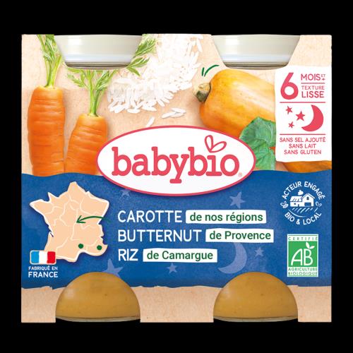 BABYBIO Večerné menu mrkva, tekvica, ryža (2x 200 g)