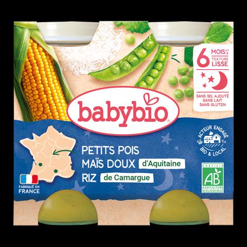 BABYBIO Hrášok, sladká kukurica a ryža