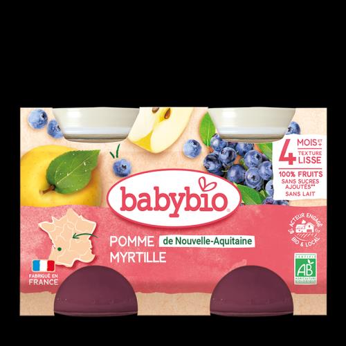 BABYBIO Príkrm jablko čučoriedky (2x 130 g)