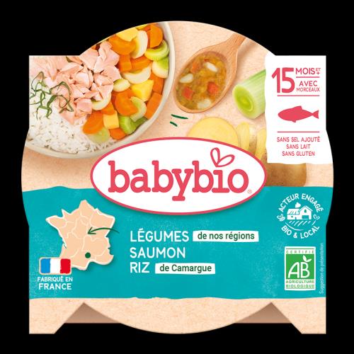 BABYBIO Menu zelenina s lososom a ryžou (260 g)