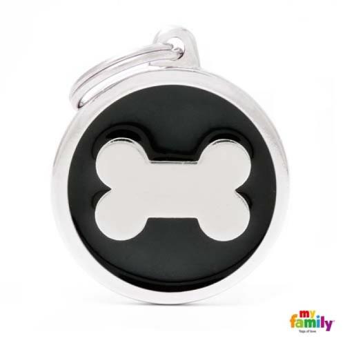 MF BLACK BIG CIRCLE BONE 3,93x3,17 cm gravírovateľný prívesok