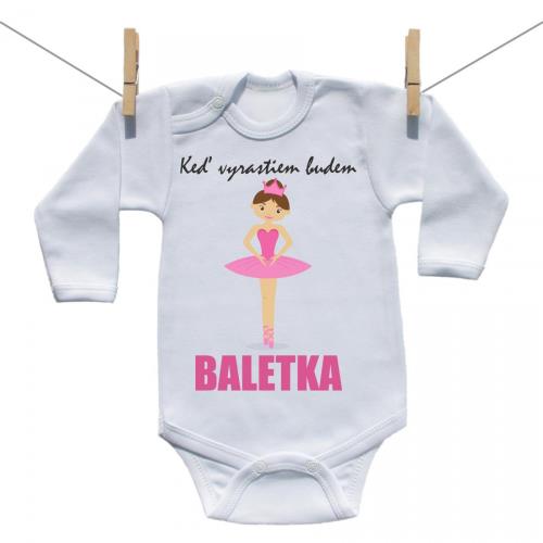 Boodyy Body s dlhým rukávom Keď vyrastiem budem baletka 50 (0 mesiacov)