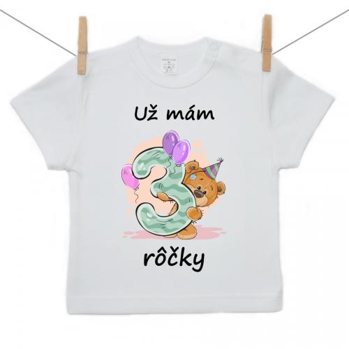 Boodyy Tričko s krátkym rukávom Už mám 3 rôčky 92 (18-24 mesiacov)