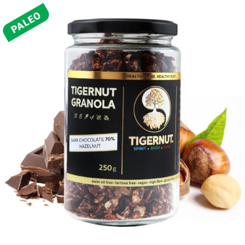 Granola z lupienkov lúpaného tigrieho orecha s čokoládou