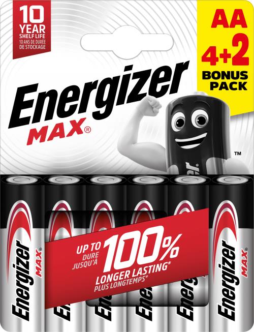 Energizer Max AA alkalické batérie 6ks (4+2) E303328500