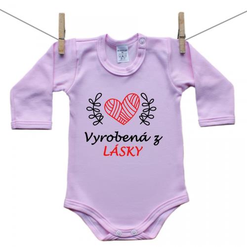 Boodyy Body s dlhým rukávom (ružové) Vyrobená z lásky 62 (2-4 mesiace)