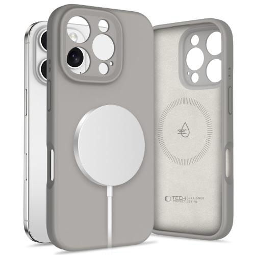 Tech-Protect Liquid Silicone MagSafe kryt na iPhone 16 Pro, sivý