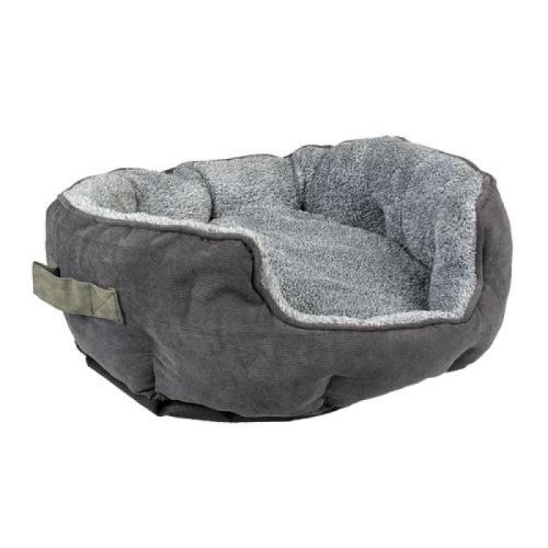 DUVO+ Menčestrový oválny pelech pre psov M 61x51x22cm popolavo-čierny/sivý