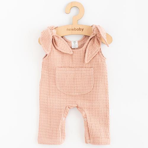 Dojčenské mušelínové zahradníčky New Baby Comfort clothes ružová 68 (4-6m), 20C53348