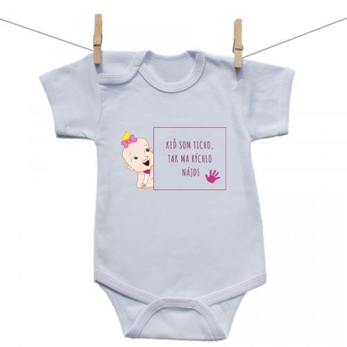 Boodyy Body s krátkym rukávom Keď som ticho tam ma rýchlo nájdi Dievča 98 (2-3 roky)