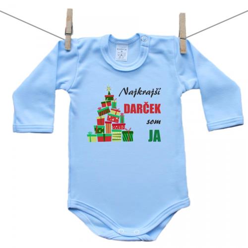 Boodyy Body s dlhým rukávom Najkrajší darček som ja (modré) 92 (18-24 mesiacov)