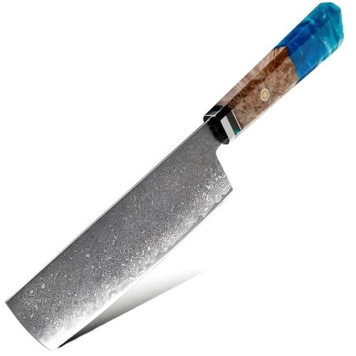 Damaškový kuchynský nôž Kurume-Cleaver/Modrá/30,5cm H20026